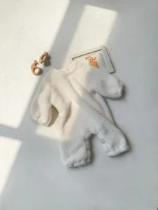 Mameluco de invierno de felpa gruesa para bebé mono cálido de manga larga bonito