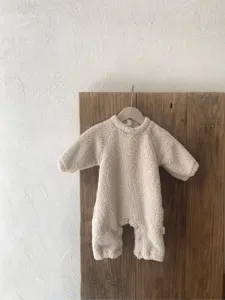 Cálido pelele de invierno de forro polar grueso para bebé, mameluco de manga larga para niños.
