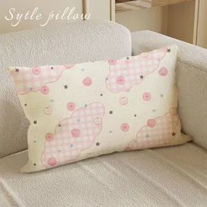 Joli Coussin Pomme Rose Vichy Kawaii pour Décoration de Salon Chambre Canapé Maison