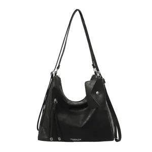 Zaino convertibile da donna nero borsa a spalla elegante borsa a tracolla tote capiente