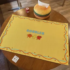 Cartoon tomato pattern cotton linen placemat cute table mat for dorm dining room decoration