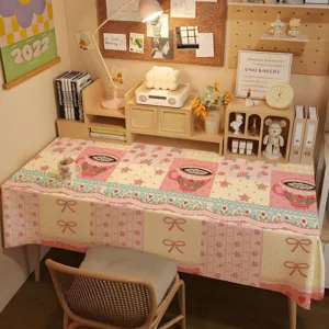 Gemütliche Ästhetik Dopamin Tasse Patchwork Tischdecke für Schreibtisch Dekoration Stil