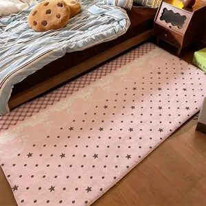 Minimalistischer Koreanischer Stil Kaschmir-Imitat Polka-Dot Stern Teppich Für Schlafzimmer Wohnzimmer Weiche Waschbare Rechteckige Bodenmatte