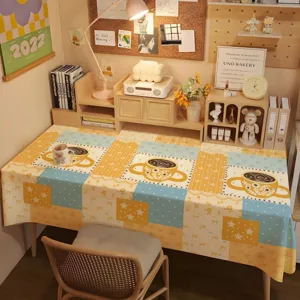 Gemütliche Kaffeetasse Puzzle Muster Tischdecke, ästhetische Stoff Schreibtischabdeckung.