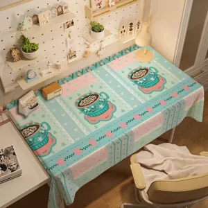 Pastell Dopamin Kaffeetasse Puzzle Muster Tischdecke ästhetische Schreibtisch Abdeckung