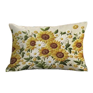 Rectangle sunflower printed throw pillow sofa living room floral decorative cushion main