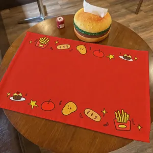 Red cartoon food cotton linen placemat cute table mat for dorm dining room kitchen decor 1pc