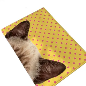 Cute cat ear polka dot imitation cashmere rug for bedroom bedside bay window mat main view