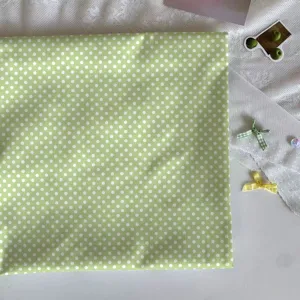 Green white polka dot fabric tablecloth fresh pastoral style DIY craft dorm room desk decor