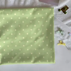 Pastoral green star print fabric, cute dorm desk tablecloth, DIY handmade cloth decor.