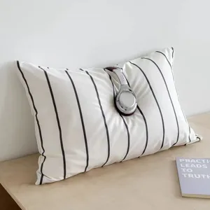 Korean Style Ins Plush Throw Pillow Striped Sea Salt Blue Rectangular Bedside Cushion For Student Dormitory Decor Waist Backrest With PP Cotton Filling