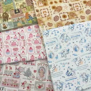 Retro Cartoon Printed Flannel Fabric For DIY Handcraft Tablecloth Book Cover Decoration Cute Animal Pattern Home Textile Fabric