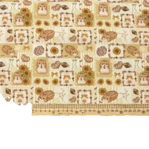 Cute cartoon hamster printed fabric DIY handmade sewing material for retro home decor crafts.