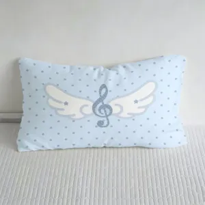Koreaans blauw stippen lichaam kussen met vleugels en noot, zacht decoratief bedkussen.