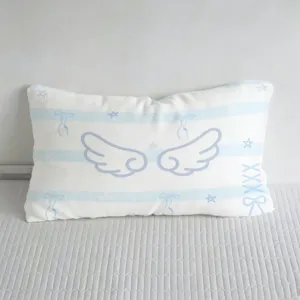 Koreaans stijl lang kussen met vleugelpatroon zacht decoratief hoofdkussen voor bank en slaapkamer
