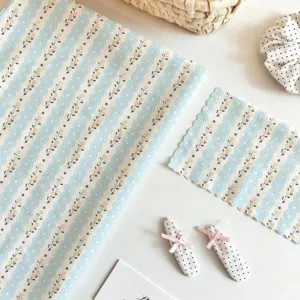 Korean style retro blue floral polka dot fabric home table cloth photography background