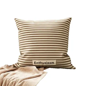 Vintage minimalistisch gestreept kussen bank rugkussenhoes in mooie creme kleur 45x45cm