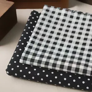Korean Style Black and White Grid Polka Dot Plush Tablecloth For Desktop Nightstand Photography Background Decorative Fabric