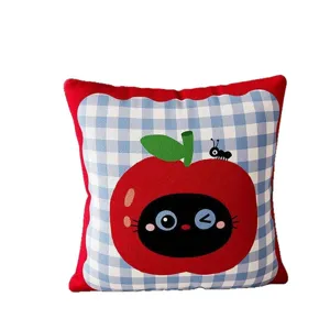 Joli coussin pomme de dessin animé doux décoration salon canapé lit housse de coussin beau