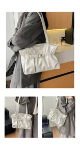Borsa a spalla plissettata stile coreano borsa sotto ascella chic donna elegante borsa bianca