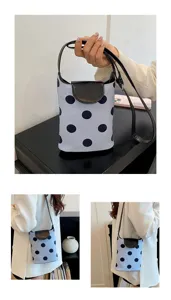 Summer fashion women small bucket bag polka dot single shoulder crossbody phone bag chic