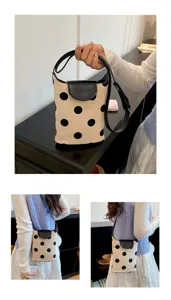Summer fashion women small polka dot bucket bag casual single shoulder crossbody phone bag