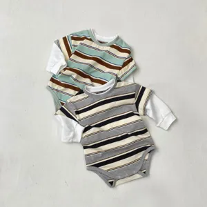 Süsser gestreifter baby fake zweiteiler langarm bodysuit für den frühling im frühling neu
