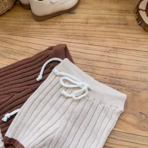 Ensemble short tricoté bébé, coton doux nourrisson été décontracté rayé vêtements bas mignons.