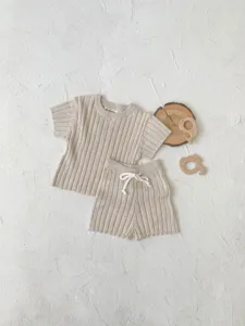 Ensemble pull court short tricot bebe ete t shirt vetement neutre pour nourrisson