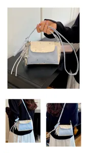 Chic star pattern crossbody bag with trendy charms, stylish minimalist design for daily use.