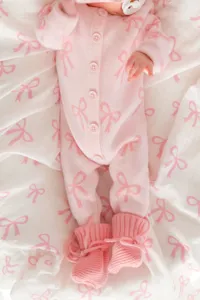 Infant baby girls knit romper autumn winter pink bow long sleeve jumpsuit cute infant clothing
