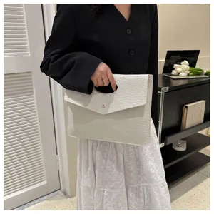 Borsa a pochette con motivo coccodrillo bianco da donna borsa casual manico rotondo