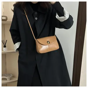 Vintage solid color small square bag casual elegant crossbody shoulder bag for women