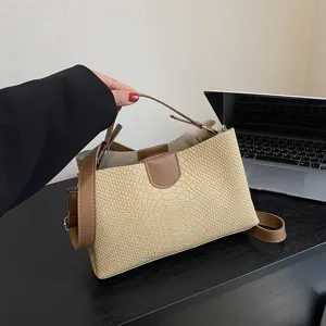 Elegante Damen Handtasche im Kroko-Design Retro Umhängetasche modische Umhängetasche