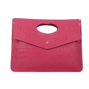 Borsa a mano in pelle PU con stampa coccodrillo rosa elegante pochette busta con manico