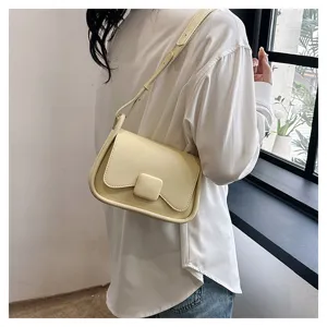 Vue détaillée d'un sac porté épaule minimaliste pour femme avec boucle carrée chic.