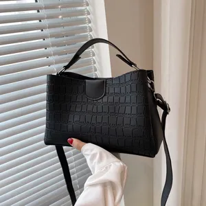 Women's Crocodile Pattern PU Leather Shoulder Bag Retro Tote Handbag Daily Casual Collocation Crossbody Bag