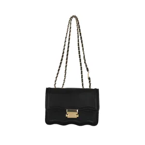 Black wavy chain small square bag women fashion elegant single shoulder bag new 2023