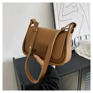 Sac à bandoulière marron élégant pour femme, sac sous les bras en cuir PU chic, sac minimaliste