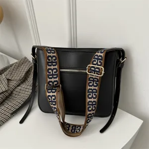 Women Fashion PU Leather Bucket Bag Large Capacity Commuting Shoulder Crossbody Bag With Wide Strap Retro Handbag