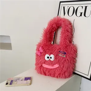 Cute fluffy plush handbag for women autumn winter large capacity shoulder tote bag new