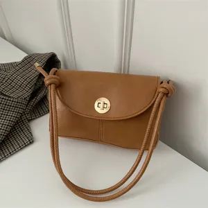 Vintage solid color small square bag casual elegant shoulder bag for women fashion crossbody