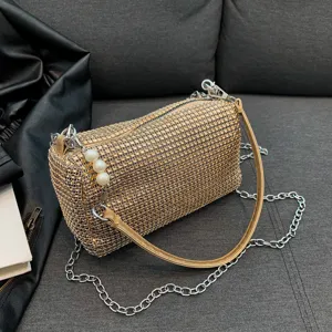 Rhinestone shoulder bag for women luxury crystal crossbody purse sparkly underarm handbag