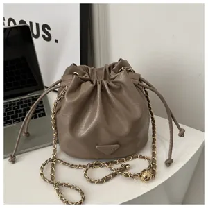 Women stylish PU leather bucket bag with chain strap fashion shoulder messenger bag new
