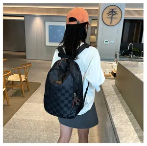 Classic checkered backpack travel bag for men and women stylish campus casual daypack