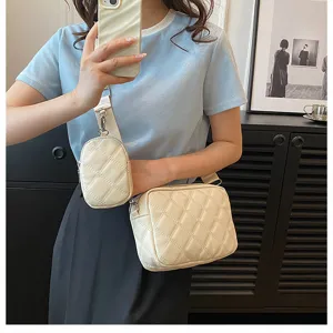 Chic quilted cross-body shoulder bag with a small pouch strap design for women daily use.