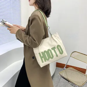 Stylish large capacity tote bag for women, trendy autumn winter shoulder bag with letters.