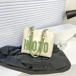 Women PU Leather Letter Tote Bag Large Capacity Casual Shoulder Bag Autumn Winter