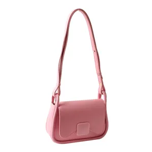 Sac à épaule rose en cuir sous les bras, petit sac bandoulière carré élégant pour femmes.