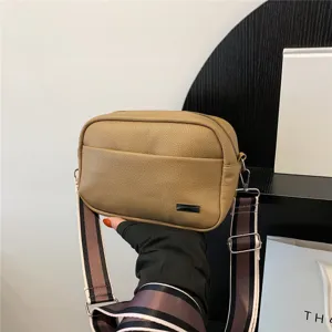 Women stylish PU leather crossbody bag with wide strap, casual shoulder bag for autumn.